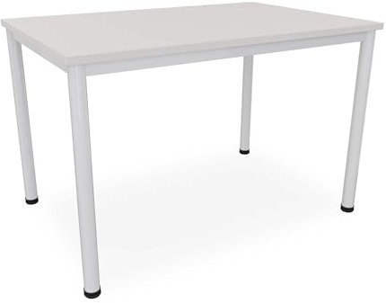 Schreibtisch in verschiedenen Größen und Farben, Konferenztisch graues Metallgestell, Stabiler Besprechungstisch Arbeitstisch, Bürotisch hauseigene Fertigung (B: 120 cm x T: 80 cm, Lichtgrau)