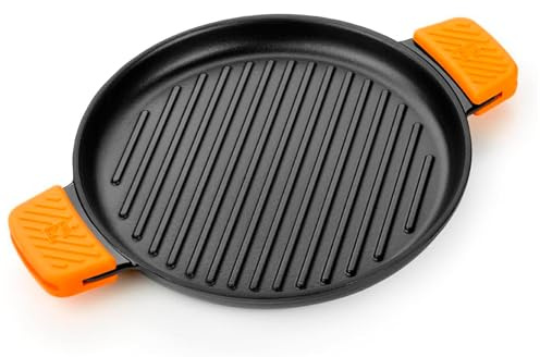 BRA Efficient Iron | Parrilla Redonda con Rayas 32 cm de hierro fundido | Fabricada en Hierro Fundido Esmaltado, Apta para su Uso en Horno y Todo Tipo de Cocinas, Apta para el Lavavajillas