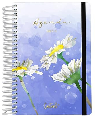 Casterli 84065 Schülerkalender 2023-24, Tagesansicht, A6 (11 x 16 cm), gefütterter Einband, Goldprägung und Gummi, innen Papier 70 g, Spiralbindung aus weißem Kunststoff.