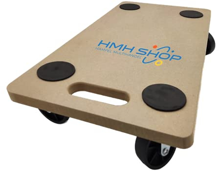 1x HMH-Shop Rollbrett (LxBxH) 58cm x 30cm x 12cm Transportroller MDF Möbelroller Möbelhund Roller bis 200 kg Transportbrett Helfer Umzugshelfer Möbelroller 1,8cm Brettdicke