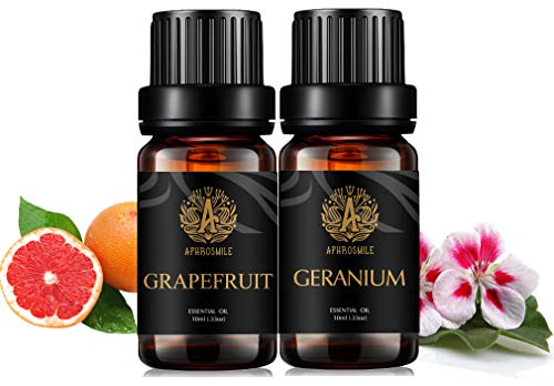 Aromaterapia Geranio Aceite Esencial set para difusor, 2x10ml 100% puros pomelo aceites esenciales kit para Humidifier-geranio, pomelo aceites kit, aromaterapia pomelo aceite set, puro geranio aceite