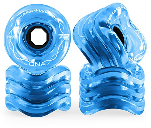 Shark Wheel 72mm 78a Longboard Cruising Wheels, DNA Formula, Set of 4 Wheels (Sapphire., 72mm)