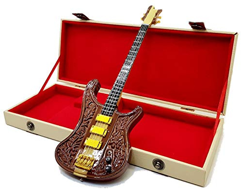 mini guitar Rickenbastard Lemmy Kilmister Motorhead basso intarsiato replica basso + hard case box miniature model in scala 1:4 chitarra + custodia da collezione rock memorabilia