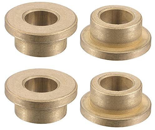 Sourcing Map Self-Lubricating Sintered Bronze Flange Sleeve Bearing - 10mm Bore x 16mm OD x 10mm Length, 22mm Dia x 3mm Thickness - 4pcs