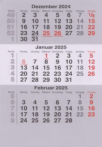 HiCuCo Ersatz-Kalenderblätter für 2 Jahre (2026 und 2027) passend für 3-Monats-Tischkalender Aufstellkalender - Vela - TypV