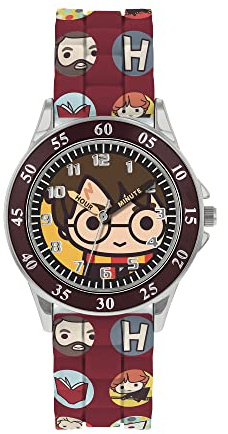 Harry Potter Warner Brothers HP9049 Montre d'apprentissage de l'heure Marron, Rouge, Sangle