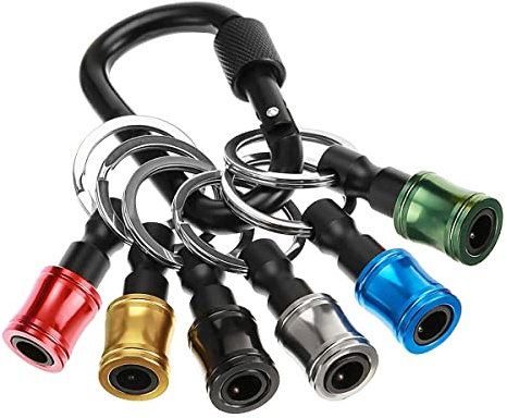 Saipor 6 Stück Schlüsselanhänger Schraubendreher Bit Halter Set Portabel | Aluminiumlegierung Bithalter Schnellwechsel Schrauber Bit Halterung Schraubenhalter für 1/4 Zoll Sechskantschaft Bohrer