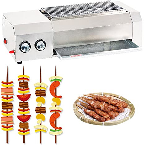 Barbecue a Gas Professionale con 2 Fuochi Multifunzione, Griglia da Tavolo in Acciaio Inox, Barbecue Gas Campeggio, Vassoio per Grasso, Dimensioni Griglia 41x23 cm, per Esterno Giardino,Jpx r70a