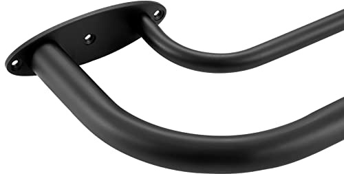 Room Darkening Wrap Around Double Curtain Rod Set, Extendable Metal Rod Set 1 Inch Front and 5/8 Inch Rod for Window 28-48 Inches, Matte Black