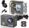 Yolansin 4K30fps Action Cam wasserdichte- 131ft/40m Unterwasserkamera EIS, WiFi Kamera 170°Winkel Sportkamera, HD 20MP Fahrradkamera mit 2.4G Fernbedienung 2 Batterien & Helmzubehör Kit