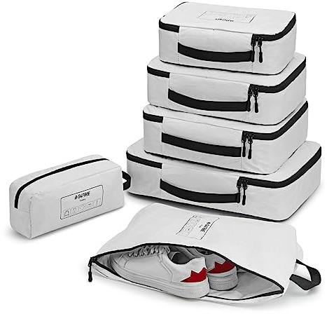 G4Free 6-teiliges Set （TYVEK Material） Packwürfel & Packing Cubes & Koffer Organizer Set & Erweiterbar Kleidertaschen & Kleidung Packtaschen für Urlaub Reisen