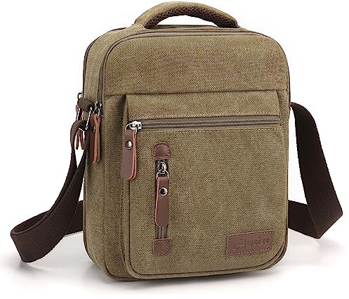 Foino Schultertaschen Herren Handtasche mit Viele Taschen Umhängetasche Große Kapazität Seitentasche Reisetasche Canvas Tablette Schule Büchertasche für Reisen