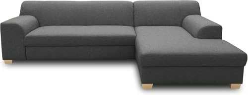 DOMO Collection Ecksofa Tinos, Sofa in L-Form, Eckcouch, Couch Ecke, L-Sofa, 273 x 157 cm in dunkelgrau