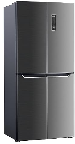 Wolkenstein W-CD 362 NFD E IX Cross Door Kühl-Gefrierkombination | Inox 362 L |125 Liter 4 Sterne Gefrierfach | NoFrost Technologie | Display mit Touch Control | 39 dB | Freistehend