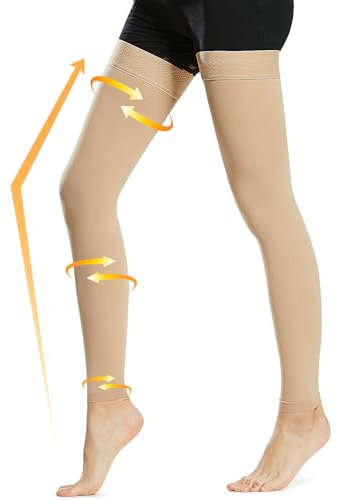 beister 15-20 mmHg calze mediche a compressione per uomo e donna, calze a compressione edema, senza piede con cinturino in silicone, lunghe classe 1, calze di supporto per vene varicose, DVT, volo