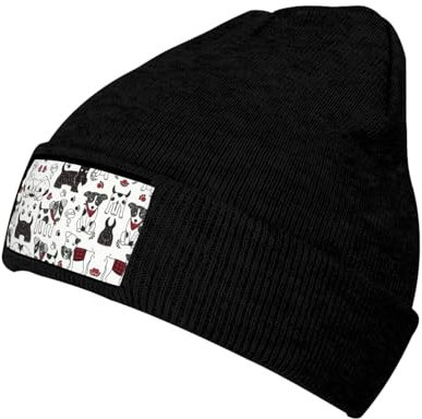Gemütliche Strickmütze für Damen und Herren, dehnbare Mütze, perfekte Outdoor-Ausrüstung zum Skifahren, Snowboarden und mehr, rosa Rosen, Hübsche Hunde., Einheitsgr��e