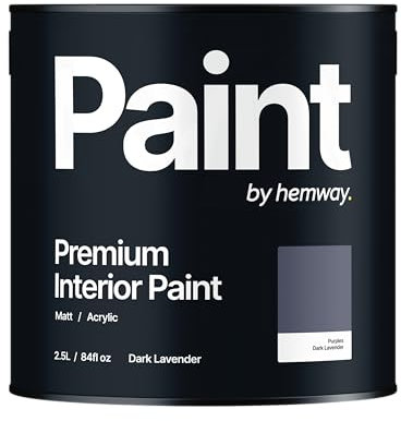 Hemway - Premium Interior Paint - Dark Lavender Purple 2.5 L | Indoor Matt Finish, Acrylic & Water-Based Emulsion | Quick Dry & High Coverage for the Kitchen, Bathroom & Bedroom