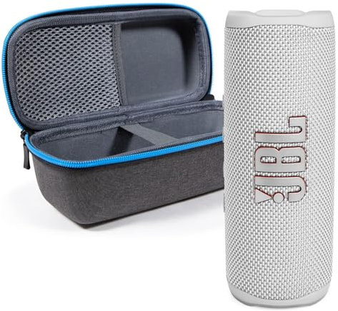 JBL Flip 6 (Weiß) + Bundle mit divvi! Hartschalenhülle (Schwarz)