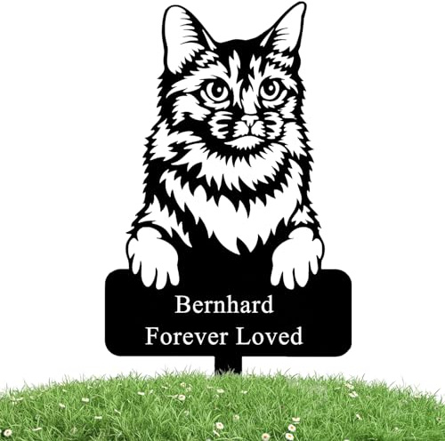 Personalisierter Katzennamen-Gedenk-Grabpfahl-Marker, Personalisierter Katzengarten-Metallpfahl, Katzen-Gedenk-Metallschild, Personalisierter Katzen-Gedenkpfahl, Outdoor-Katzengarten-Dekoration