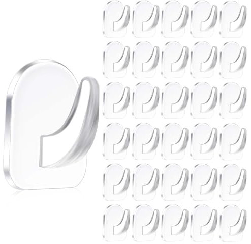 Molain 30 Stück Transparente Selbstklebende Wandhaken, Magischer Haken Selbstklebende Haken klebehaken transparent Handtuchhaken max 2kg Ohne Bohren für Wohnzimmer Küche Bad