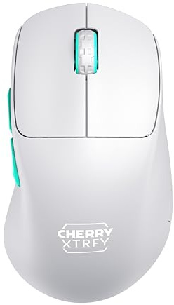 CHERRY XTRFY M64 WIRELESS Mouse da Gioco Ultraleggero senza Filo, Radio a 2,4 GHz, Ottimizzato per esports, Forma Ergonomica con Parte Anteriore Piatta, Bianco