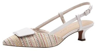 MARCO TOZZI damer slingpumps spets elegant, Vit multi, 36 EU