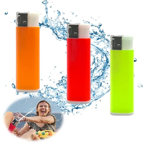 Vordpe 3 Stück Feuerzeug Wasserpistole, Wasserpistole Feuerzeug, Mini Wasserpistolen Trickspielzeug, Feuerzeug für Wasserschießen, Prank Artikel, Party-Streich