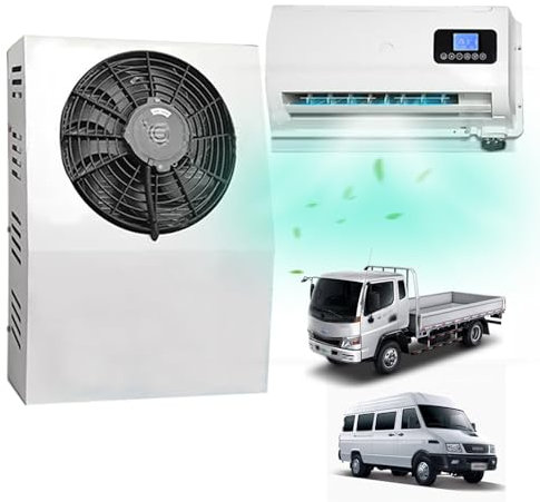 Cooling Split RV Air Conditioner 2400W, Electric 24V DC Camper Rooftop AC Unit Parking Air Conditioning Scroll Compressor, Remote Control, For Car Truck Van Caravans Engineering Vehicle