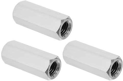 PATIKIL 1/2-13 UNC 304 Edelstahl Sechskant Kupplungsmuttern, 3 Stück 2/50mm Langmutter Gewindehülse Sechskantmutter Edelstahl Kupplungsmutter Gewindemuffe Gewindeeinsatz, Silberton