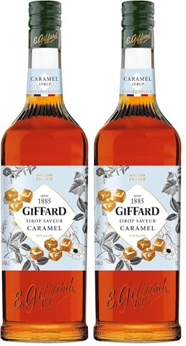 GIFFARD - Sirop Saveur Caramel - Recette et Fabrication Françaises - Gourmand et Chaleureux - 1 Litre (Lot de 2)