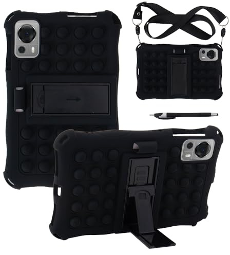 zZjoOoj Silicone Hülle für Headwolf Fpad7/ AllDOCUBE iPlay 60 mini/ 60 mini Pro/ 60 Mini Turbo Tablet Case, Schutzhülle Mit Schultergurt und Stylus Pen,Stoßfest Kinderfreundliche Hülle - Schwarz