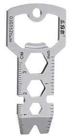 Sanrenmu EDC Pry Bar Outil 6 en 1 avec décapsuleur pouce/cm Clé à molette multifonction Mini Compact en acier inoxydable Porte-clés GJ035Z