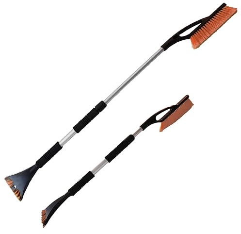 AP Supplies Telescopic Snow Brush + Ice Scraper Orange | 2-in-1 Extendable Car Snow Brush & Ice Scraper with Foam Grip Handle | Adjustable Length for Cars, Vans & SUVs – Winter Car Cleaning Tool