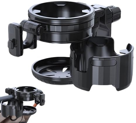 Porta bevande per passeggino, portabottiglie d'acqua per scooter, porta bevande con scarico versatile | portabottiglie da ciclismo portabicchieri nero con gancio