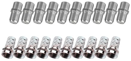 CABLEPELADO - Confezione da 20 connettori e adattatori coassiali di tipo F (10 maschi + 10 femmina) per cavo antenna TV - Raccordo tipo F femmina - Montaggio filettato, alta compatibilità e durata