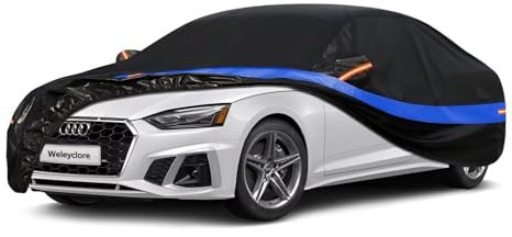 Weleyclore Car Cover 100% Waterproof Breathable,Outdoor Car Covers.Rain Snow UV Dust Protection.Custom Fit for Audi A5,Jaguar XE/S type,BMW 4 Series,Ford Mondeo,etc.(470 To 490cm) B7.