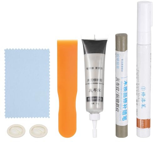 sourcing map Kit de réparation de meubles en bois (marqueurs à bois + pâte de remplissage pour bois + bâton de remplissage pour bois) Kit de retouche avec spatule pour réparer les rayures, les
