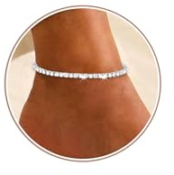 HEEYA Fußkettchen für Damen Silber Fusskette mit 5A Zirkonia Hypoallergen Verstellbare Fußkettchen Sommer Fusskette Geschenk für Frauen Mädchen