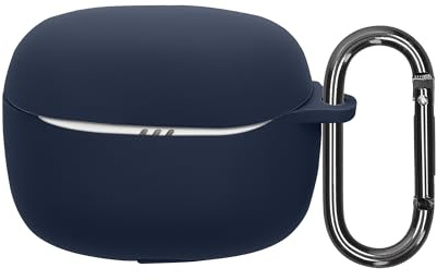 kwmobile Schutzhülle für JBL Tune Beam 2 Hülle - TPU Silikon Case für Kopfhörer Ladecase - stoßfestes Cover mit Karabiner - Dunkelblau