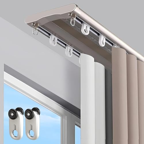 Heavy-Duty Ceiling Curtain Track Set - Silent Pulley Double Curtain Rail for Room Divider Privacy - Custom (Gold, 1.9m/6.2ft)