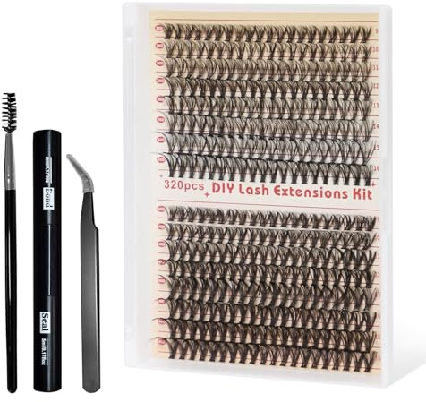 Wimpern Extensions Set 320Pcs Lash Extension Mix 9-16mm 30D+40D Einzelne mit Lash Bond and Seal Pinzette Bürste
