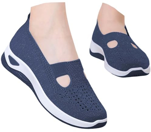 Genérico Zapatos Ortopédicos para Mujer con Malla Zapatillas Sin Cordones para Mujer Sin Manos Antideslizantes para Caminar Zapatillas Ortopédicas de Plataforma Ligeras Cómodas