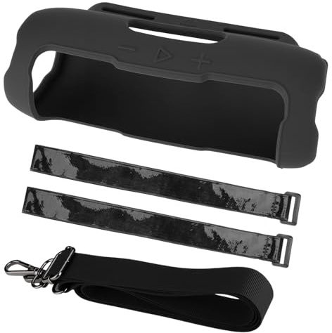 Custodia protettiva in silicone l'altoparlante portatile per JBL Flip7 Manicotto morbido da viaggio con copertura Barre per biciclette Cinghia fissa/supporto per tracolla (Tracolla nera Versione)