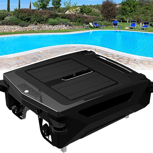 Skimmer robótico de piscina alimentado por energía solar, limpieza automática para piscinas de hasta 100㎡, carga dual, tiempo de funcionamiento de 5 horas, seguridad en aguas poco profundas