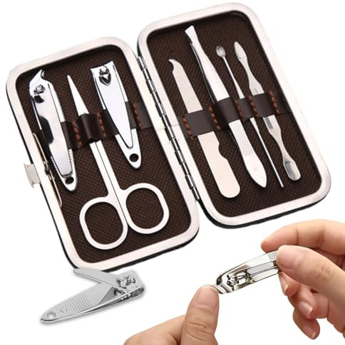 Juguta 7 Pezzi Set Manicure,Tagliaunghie Set Professionale,Kit Per Manicure,Grooming Kit Strumenti Per Manicure,Kit Per La Cura Delle Unghie,Set Unghie Grooming Kit Con Borsa Da Viaggio
