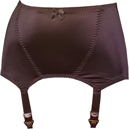 PGPBVLVGHM Damen-Strapsgürtel aus Spitze, sexy Hüftgürtel, Vintage-Satin, mit 6 verstellbaren Trägern, Metallclips(Schwarz,XXL)