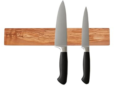 Wooden Knife Magnetic Strip (15,7 x 2.5 in) Mount with Screws, Olive Wood Magnetic Knife Holder for Wall, Space-Saving Knife Rack, Magnetic Knife Holder for Heavy Knifes