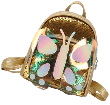 Baluue Mochila Escolar Infantil Mini Brillante con Lentejuelas Doradas Mochila de Doble Hombro para Bolsa de Viaje y Salida Diaria Bolsa Espaciosa con Bolsillos de Cremallera para Niñas