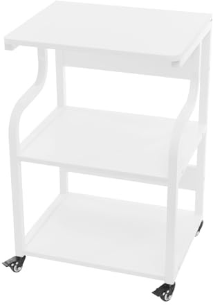 HIKUUER Tavolo per stampante a 3 livelli con ruote universali, 50 x 40 x 74,5 cm, in metallo, oltre 80 kg, per uffici domestici, uffici aziendali, sale di studio, spazi di stampa