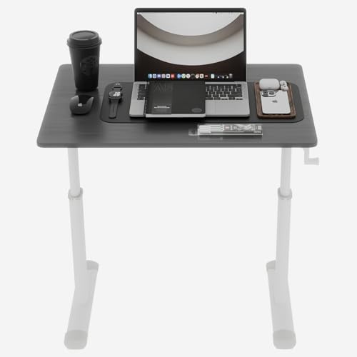 ZHOMGG Escritorio ajustable en altura manual 80 x 60 cm, mesa de trabajo sentado de pie con manivela, estructura doble columna estable, 60-90 cm, para estudiante (gris)